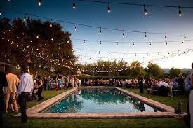 Heidi Claire Pool Side Party Backyard Party Lighting Backyard Pool Parties Pool Wedding