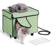 VEVOR Maison Chat Surélevée Chauffante, Niche Chat Extérieur avec Coussin  Chauffant, Température Réglable, Minuterie, Abri d'Hiver pour Chats Pliable  ...