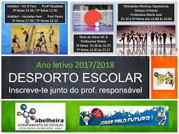 O desporto escolar (adiante designado de), sendo um instrumento do sistema educativo, dever funcionar o clube do desporto escolar a unidade organizativa da escola que serve de suporte ao. Incricoes Desporto Escolar
