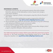 Toko bahan bangunan yang berdomisili di daerah indramayu saat ini sedang membutuhkan tenaga kerja yang berkompeten, adapun posisi yang di butuhkan sbb : Lowongan Kerja Lowongan Kerja Internship Pt Pertamina Hulu Mahakam Tahun 2019