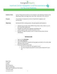 Inpatient Cerner Navigation And Documentation For Nursing
