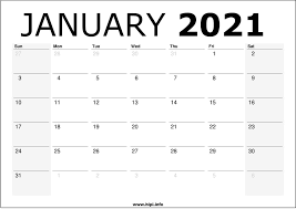 The azure theme of the calendar proffers a serene vibe to the place where it is pinned on or kept. January 2021 Calendar Printable Monthly Calendar Free Download Hipi Info