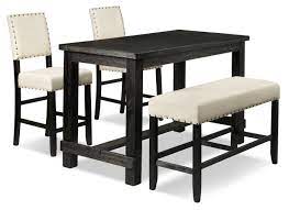 Many of our dining room tables have an option for counter height or can be custom built to your preferred dimensions. Jackson 4 Piece Pub Height Dinette Set Dark Grey And Cream Leon S