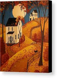 When Will All The Leaves Fall Folk Art Canvas Print Canvas Art By Debbie Criswell Folk Art Painting Americana Art Autumn Art