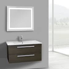 Brown finish choice for many bathroom renovations and suit any. Bathroom Vanity Acf Da85 33 Inch Grey Oak Wall Mount Bathroom Vanity Set 2 Drawers Lighted Wall Mounted Bathroom Vanity Oak Bathroom Vanity Bathroom Vanity