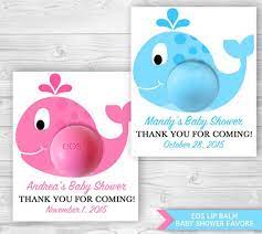 Baby Shower Favors With Eos Lip Balm Personalized Favor Card Template Navy Favors Baby Shower T Whales Baby Shower Nautical Baby Shower Baby Shower Favors