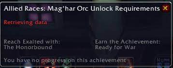 Ready for war requires players to complete the 8.0 horde war campaign. Mag Har Orc And Dark Iron Dwarf Allied Race Unlock Requirements Wowhead News
