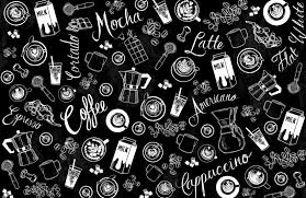 Black And White Cafe Wallpaper Black White Coffee Pattern Wallpaper Murals Wallpaper In 2020 Black And White Coffee Mural Wallpaper Pattern Wallpaper