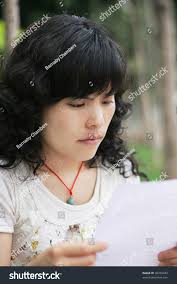 Woman Reading Sheet Paper Stock Photo 38379943