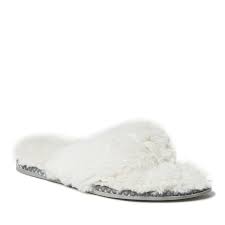 Dearfoams Women's Marie Furry Thong Slippers - Walmart.com