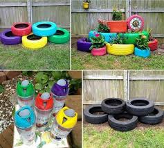 Look at those creative examples and transform your used tires into amazing swings and playground for your kids, colorful garden planters, or useful daily objects and decorations. Recycling Old Tires Into Nice Garden Decoration Recyclart