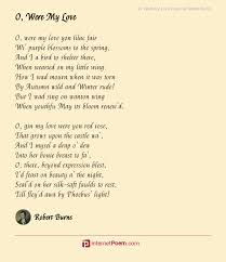 O Were My Love Poem By Robert Burns