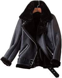 Amazon Com Ly Varey Lin Women S Faux Shearing Moto Jacket Thick Lined Parka Winter Shearling Coat L Leather Jackets Women Leather Jacket Faux Shearling Jacket