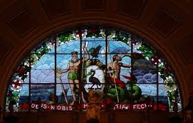 St George S Hall North Window Of The Great Hall Deus Nobis Haec Otia Fecit Is The Motto Of The Corpo St Georges Hall St George S Hall Liverpool Stained Glass