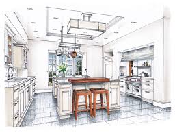 New Beaux Arts Kitchen Rendering Interior Design Sketches Interior Design Renderings Interior Design Drawings