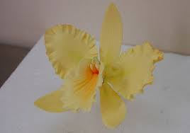 Gumpaste Yellow Cattleya Sugar Flowers Eatable Flowers Sugar Paste Flowers