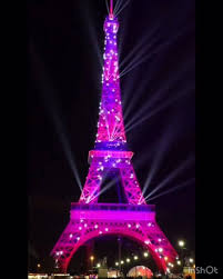 The Eiffel Tower illuminated in pink | Facebook