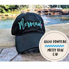 Mermaid High Ponytail Cap Messy Bun Baseball Cap Mermaid Baseball Cap Women S Mermaid Baseball Cap Women S Mermaid H Womens Baseball Cap Mermaid Hat Mom Hats