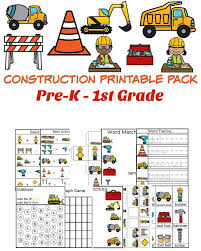Free Construction Printable With Basic Math With Pictures Word Tracing Word And Pict Literacy Worksheets Construction Theme Preschool Preschool Construction