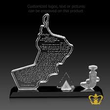 Looking for a thoughtful and useful business gift for a loved one, friend or colleague? Buy Personalized Crystal Desktop Business Card Holder With Oman Map Khanjar Replica In Dubai Abu Dhabi Uae Crystalgallery Com