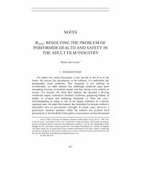 notes rxxx: resolving the problem of performer health and safety in ...