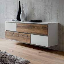 Credenza Moderna Sospesa Con Cassetti Edvige Ante A Ribalta In Hpl Rovere S Arredamento Salotto Legno Arredamento Soggiorno Soggiorno Per Piccolo Appartamento