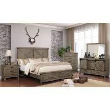 Merax 6 pieces bedroom furniture set, bedroom set with king size platform bed, two nightstands, dresser, chest and mirror, rich brown color. Rustic Wood King Bedroom Set 5 Pcs In Gray Bianca By Furniture Of America Cm7734gy Ek 5pc 2ns