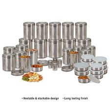 The lid is however not watertight so you can only store dry foods. Buy Kitchen Cooks 70 Pcs Stainless Steel Storage Set Online At Best Price In India On Naaptol Com