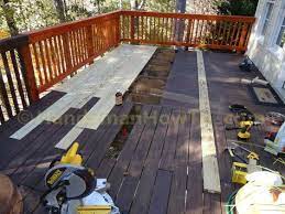 Start by clearing out the balusters or spindles. How To Replace Wood Deck Boards Wood Deck Boards Diy Deck Wood Deck