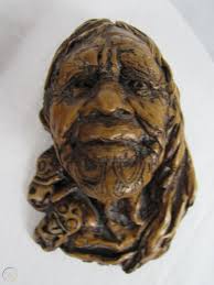 Allan Davey Carved Maori Resin Head Wahine Te Rangitira Sculptures LOT OF 2  VTG