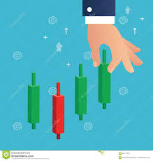 hand holding a candlestick chart stock market icon vector