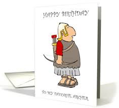 Happy Birthday Archer Cartoon Man With Bow And Arrow Card Happy Birthday Cards Archer Funny