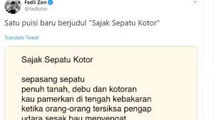 Fadli Zon Buat Puisi Sajak Sepatu Kotor Buat Jokowi Dibalas Puisi Tak Kalah Nyinyir Dari Netizen Tribun Timur