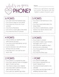 What S In Your Phone Game Phone Game What S In Etsy In 2020 Bridal Shower Games Sleepover Activities Birthday Party Games