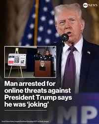 ABC News | A Florida man was arrested for allegedly making online threats  against Pres. Trump despite telling authorities he had just been  joking,... | Instagram