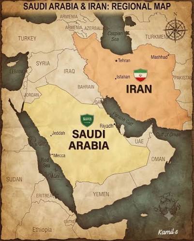 Map of the Middle East showing major countries and political boundaries, including Turkey, Iran, Saudi Arabia, and neighboring states....🌏😲🌹
