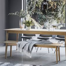 A dining table with benches provides for versatile seating since you can remove the furniture to another room and increase the seating space. Milano Oak Dining Bench With Chevron Inlay Dining Benches