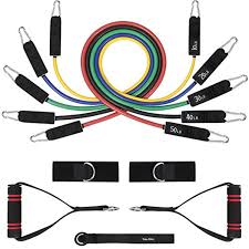 Terra Hiker Resistance Band Set Includes 5 Colored Tube Bands Up To 150 Lbs For Weight Exercise Fitness Resistance Band Set Weights Workout Resistance Band
