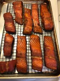Cooking time will depend on the thickness of your fillets. Smoke Salmon 5 Cup Aloha Shoyu Brown Sugar 25 Cup Powdered Garlic Cure Over Night Smoke At 180 Until It 130 Degrees I M Going To Fry The Skin And Enjoy Traeger