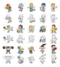 Sobald das konto freigeschalten wurde, erfolgt eine benachrichtigung per email. Eine Reihe Von Comic Menschen Oder Kinder Spielen Sport Farbe Und Schwarz Weiss Umriss Versionen Lizenzfrei Nutzbare Vektorgrafiken Clip Arts Illustrationen Image 21358050