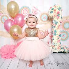 Princess Kate Dress Gold Pink 1st Birthday Dresses Birthday Dresses Baby Girl Birthday