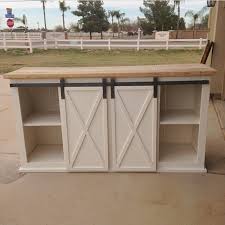 Barn style tv stand with fireplace. Grandy Barn Door Console Ana White
