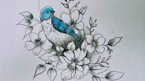 Source flying white bird drawing. Daily Challenge 68 Bird Drawing Pencil Drawing Bird In Flowers Youtube