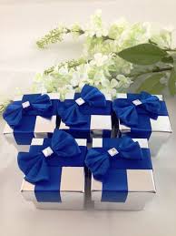 25 Royal Blue Silver Favor Box Wedding Bridal Shower Gift Box Blue Wedding Favors Blue Themed Wedding Wedding Favor Boxes