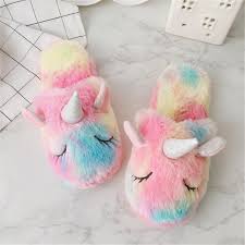 Rainbow Sorbet Unicorn Slippers In 2020 Unicorn Slippers Rainbow Slippers Unicorn Plush