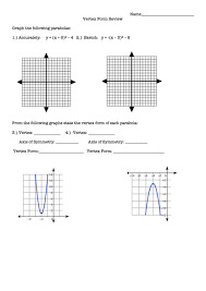 Find the vertex and one other point. Graphing Quadratic Functions In Vertex Form Worksheet Printable Pdf Download