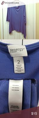 Zenergy By Chico S Top Comfy Cute Blue Shark Bite Style Top 3 4 Length Sleeves Round Neck Wash And Wear Great Gently Used Condi My Posh Closet Pinte