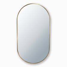 The shaped resin frame is finished in venetian gold. Gold Oval Mirror Jx24