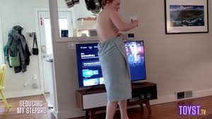 Stepsister walks around the house half naked to tease and seduce her  stepbrother