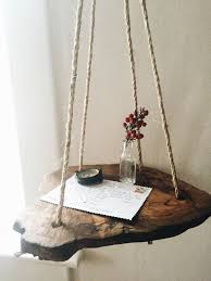 Hanging Wood Slab Perfect For Your Bedside Table Or Side Table In The Living Room Side Note I Will Ask For Me Rope Design Side Table Wood Diy Yard Decor